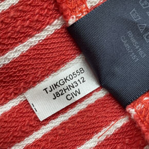 Tommy Hilfiger Womens M Sweater Hoodie Red Orange Striped Full Zip Preppy Casual - Picture 8 of 8